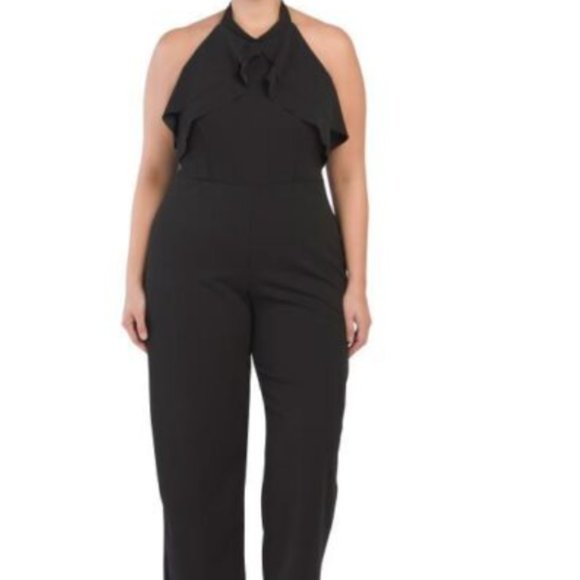 bebe  Black Halter Jumpsuit  size 1X - Picture 4 of 5